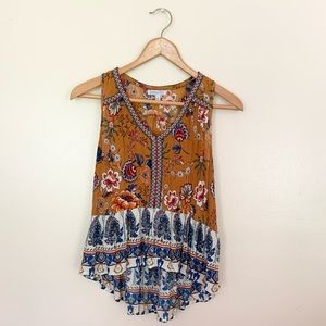 Anthropologie Patrons of Peace floral sleeveless top L large